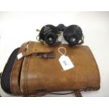 Pair of Bino Prism no.5 military issue 1941 binoculars, with leather case