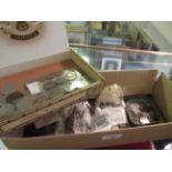 Box containing a quantity of various British pre-decimal and World coinage, including a bag of