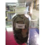 Jar containing a quantity of various pre-decimal British coinage etc.