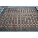 Modern Gabbeh rug with an all-over lattice design in shades of beige, mushroom and red, 8ft 3ins x