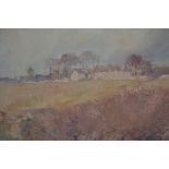 Roy Hewish, oil on board, farm buildings at Duntistbourne Abbots, signed, 11ins x 14ins, framed