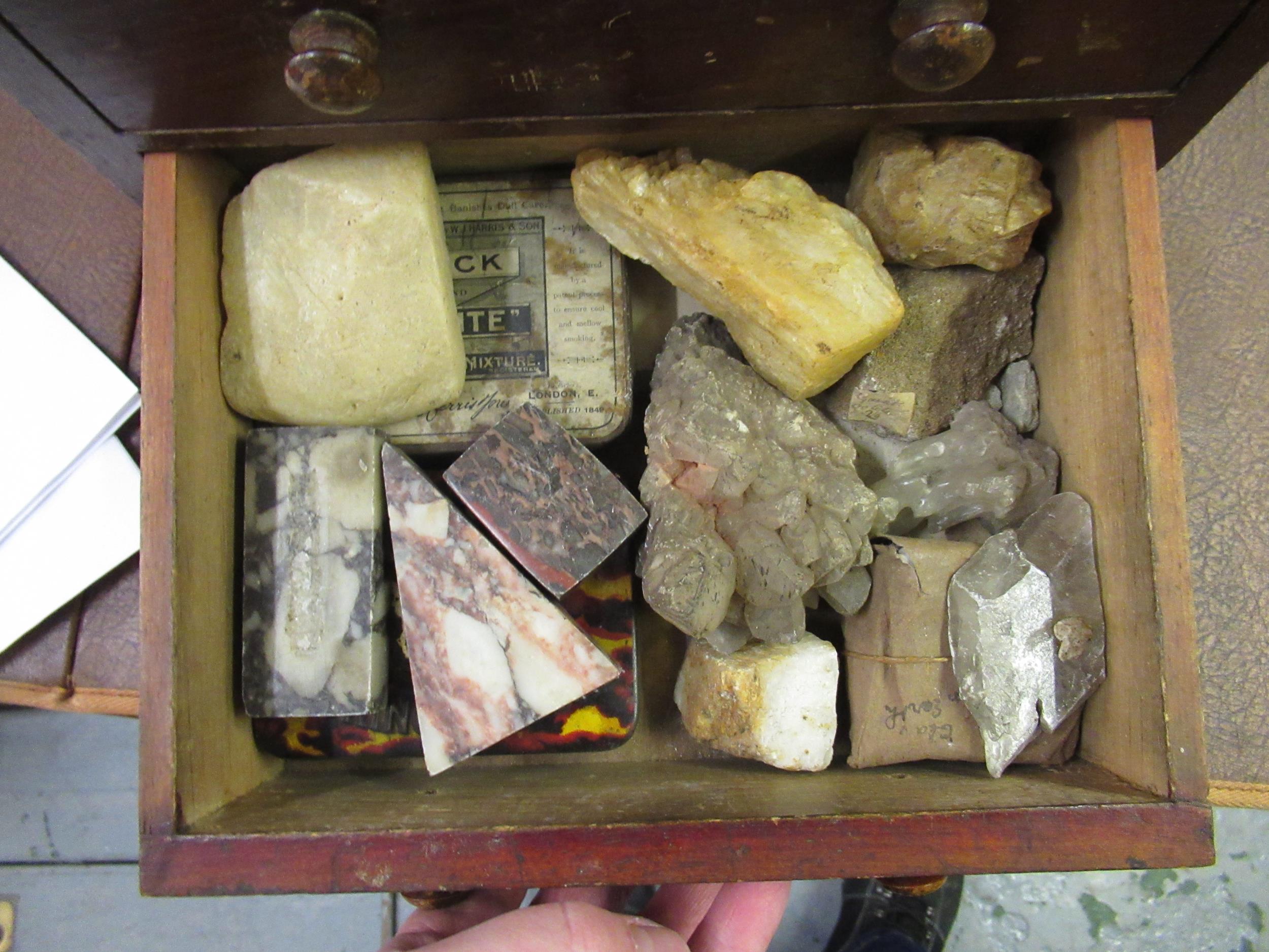 Stained pine collectors cabinet containing a collection of various crystals and minerals, - Image 7 of 7