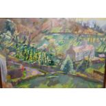 Mary Martin, oil on board, summer cottage and garden scene, signed, 12ins x 17ins approximately,