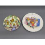 Joan Allen, an Alfred Meakin plate, painted with teddy bears before a fireplace, 10.75ins diameter