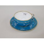 Late 19th Century Minton cabinet cup and saucer, decorated with pâte-sur-pâte with swags and