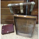 19th Century oak butlers tray on a folding stand, together with a mahogany canteen box