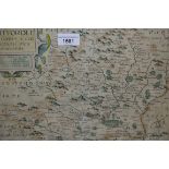 Framed 17th Century map of Hertfordshire (Wilhelm Kip and Johannes Norden), 12ins x 14.5ins