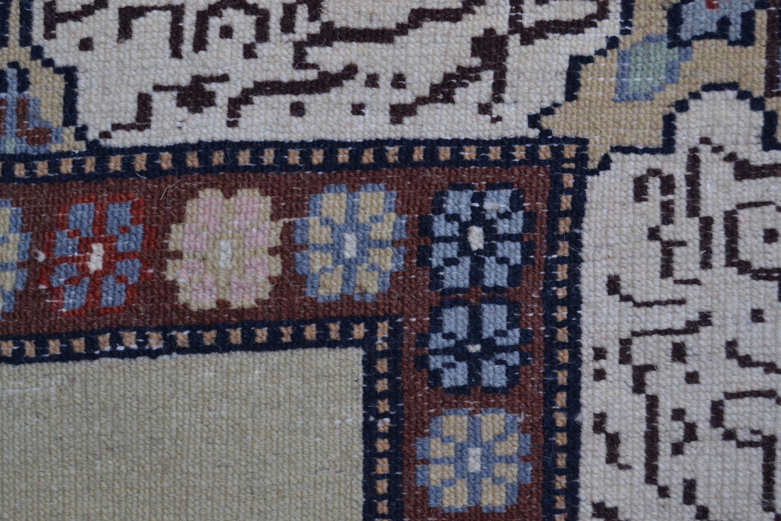 Indo Persian rug of four panel design depicting stylised animals and figures within a panel and - Image 3 of 3