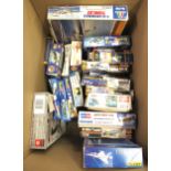 Twenty one unmade plastic model Airfix kits