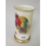 Royal Worcester vase of cylindrical form, painted with blackberries by Kitty Blake, 5.5ins high Some