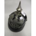 German Pickelhaube with original leather liner (lacking strap) Please see further photographs.