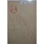 Franco Matania, signed sanguin drawing, female figure study, 16ins x 11.5ins