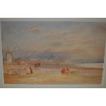 Two unframed 19th Century watercolours, fisherfolk on a beach, signed H. Bright, and river