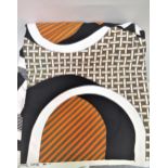 Heals ' Intermesh ' designed by Barbara Brown, roll of woven and printed fabric in black, orange and