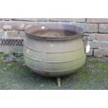 Antique two handled iron cauldron