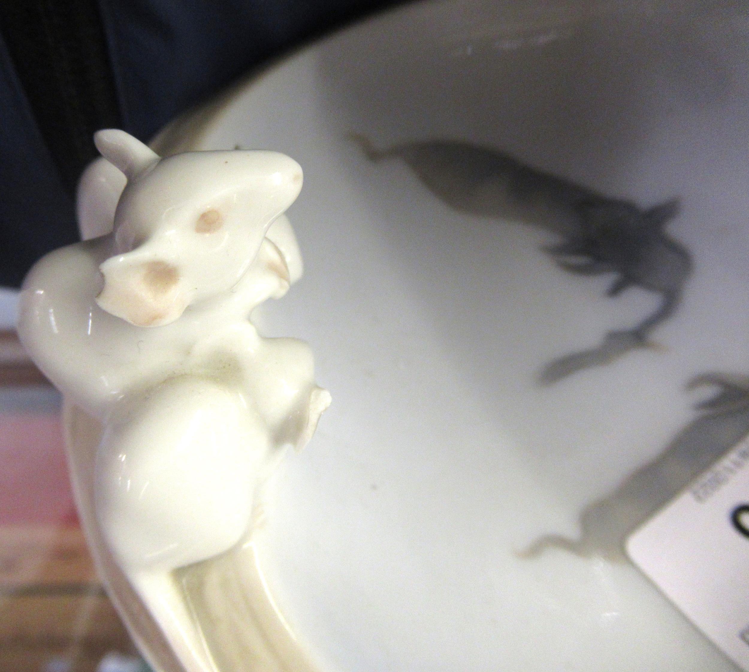 Rare Royal Copenhagen trinket dish, mounted with a figure of an owl and three figures mice, 4. - Image 6 of 10