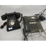 1950's Bakelite dial telephone together with a Panasonic telephone and telephone answering machine