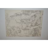 Pair of unframed antique pencil drawings, classical scenes with figures and infants, both 9.5ins x