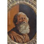 Miniature oil on board, portrait of a bearded figure, 4.25ins x 3.25ins, oval gilt framed,