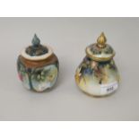 Small Royal Worcester lobed baluster potpourri vase, painted with daffodils and blue flowers,