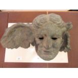 Reproduction Greco Roman wall mask in the form of a winged Goddess, 15ins wide approximately