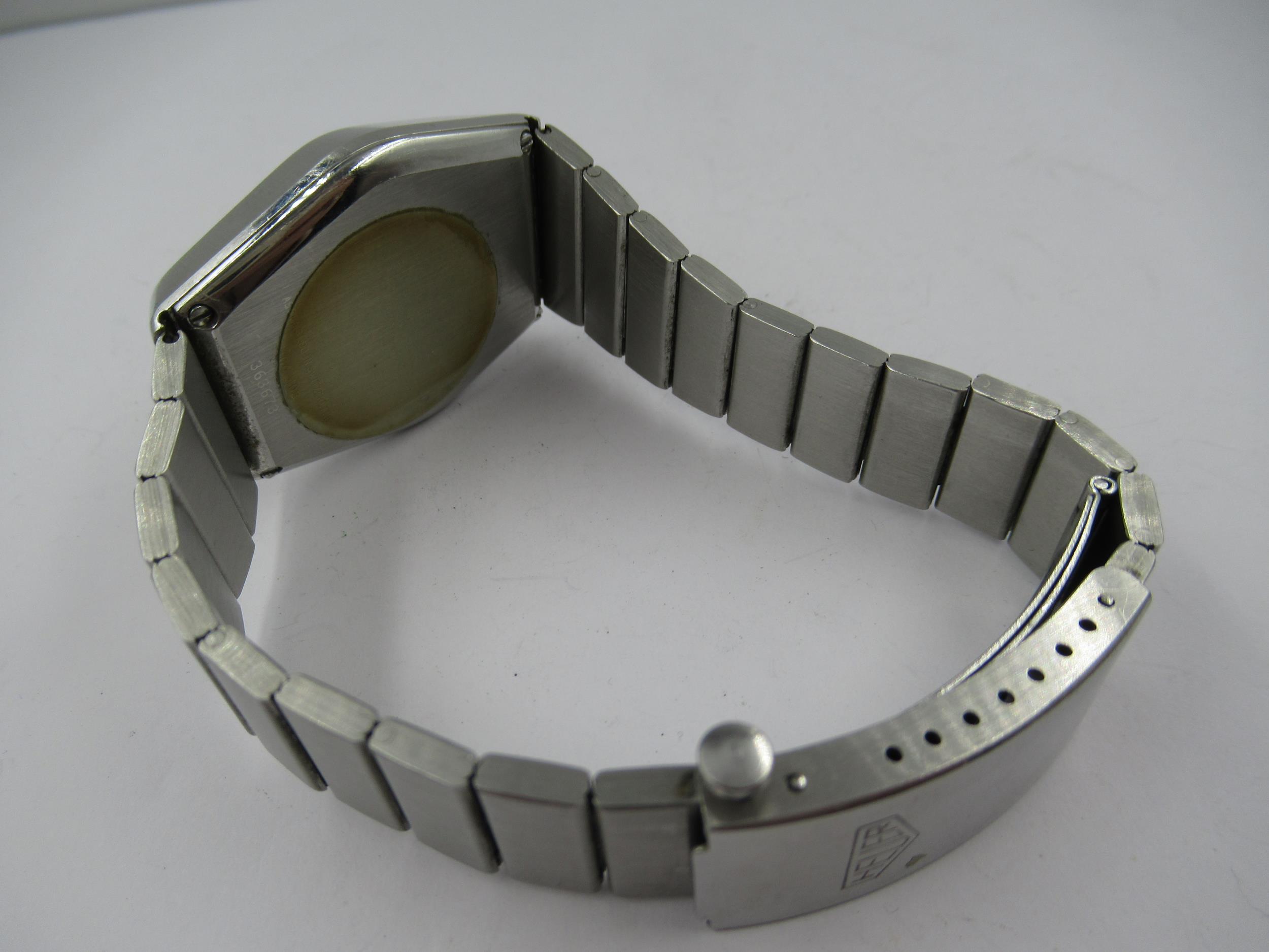 Tag Heuer, gentleman's coffin shaped stainless steel digital and analogue wristwatch, with - Image 4 of 4