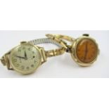 Two ladies 9ct gold cased wristwatches