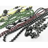 Jet necklace, together with a quantity of various other bead necklaces