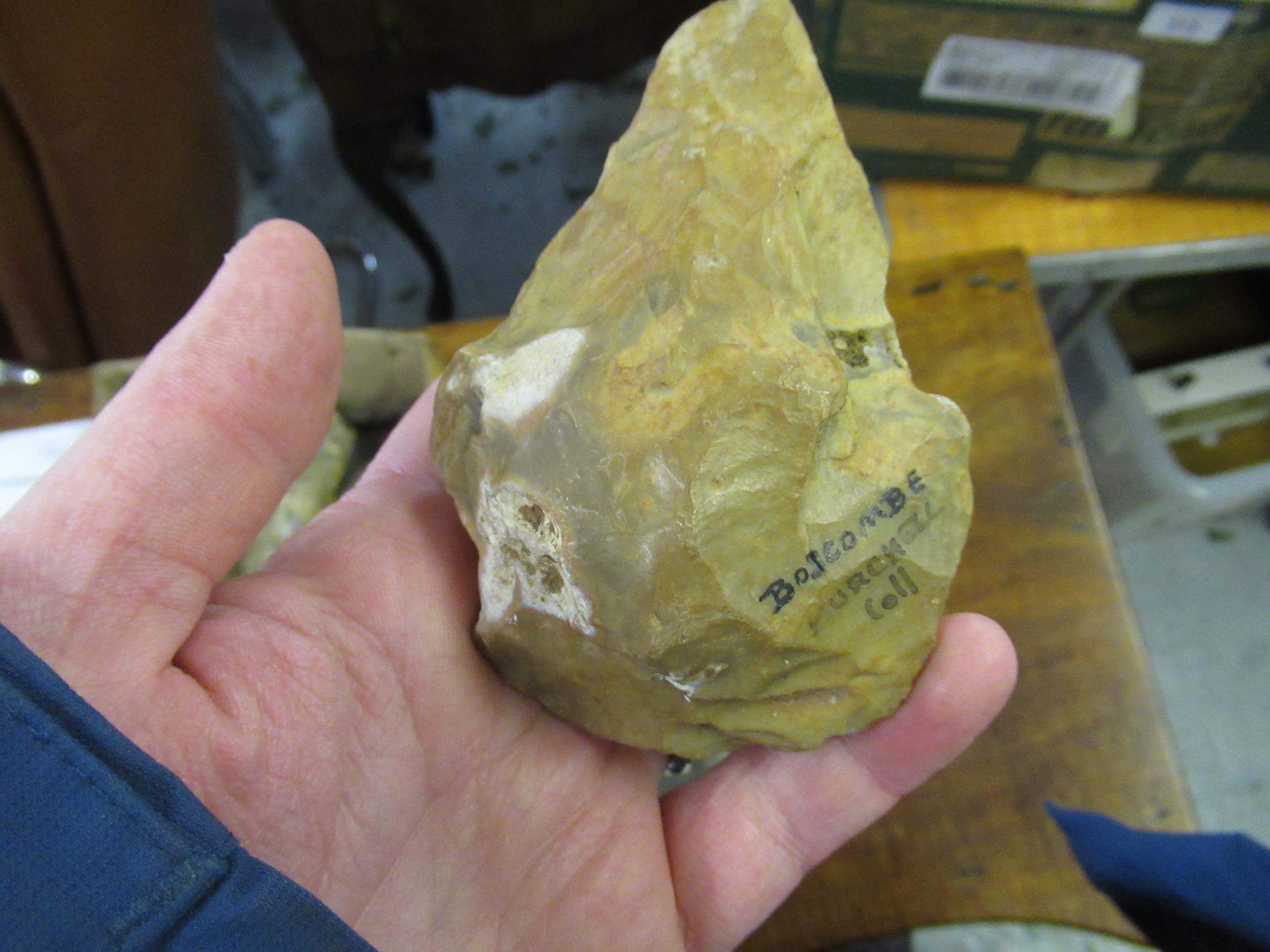 Box containing a collection of various carved stone axe heads and various flint tools etc., - Image 3 of 21