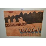 Julian Trevelyan, signed coloured etching ' Camel Corps ', No. 71 of 250, 13.75ins x 18.75ins, in