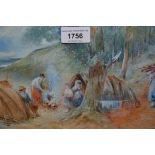 H. Roberts, pair of early 20th Century watercolours, gypsy encampments, signed and dated 1908,