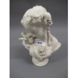 Small 19th Century Parian bust of a girl with a bird