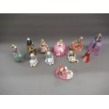 Eight various Royal Doulton figures, ' Patricia ', ' Pantalettes ', ' Victoria ', ' The Mask