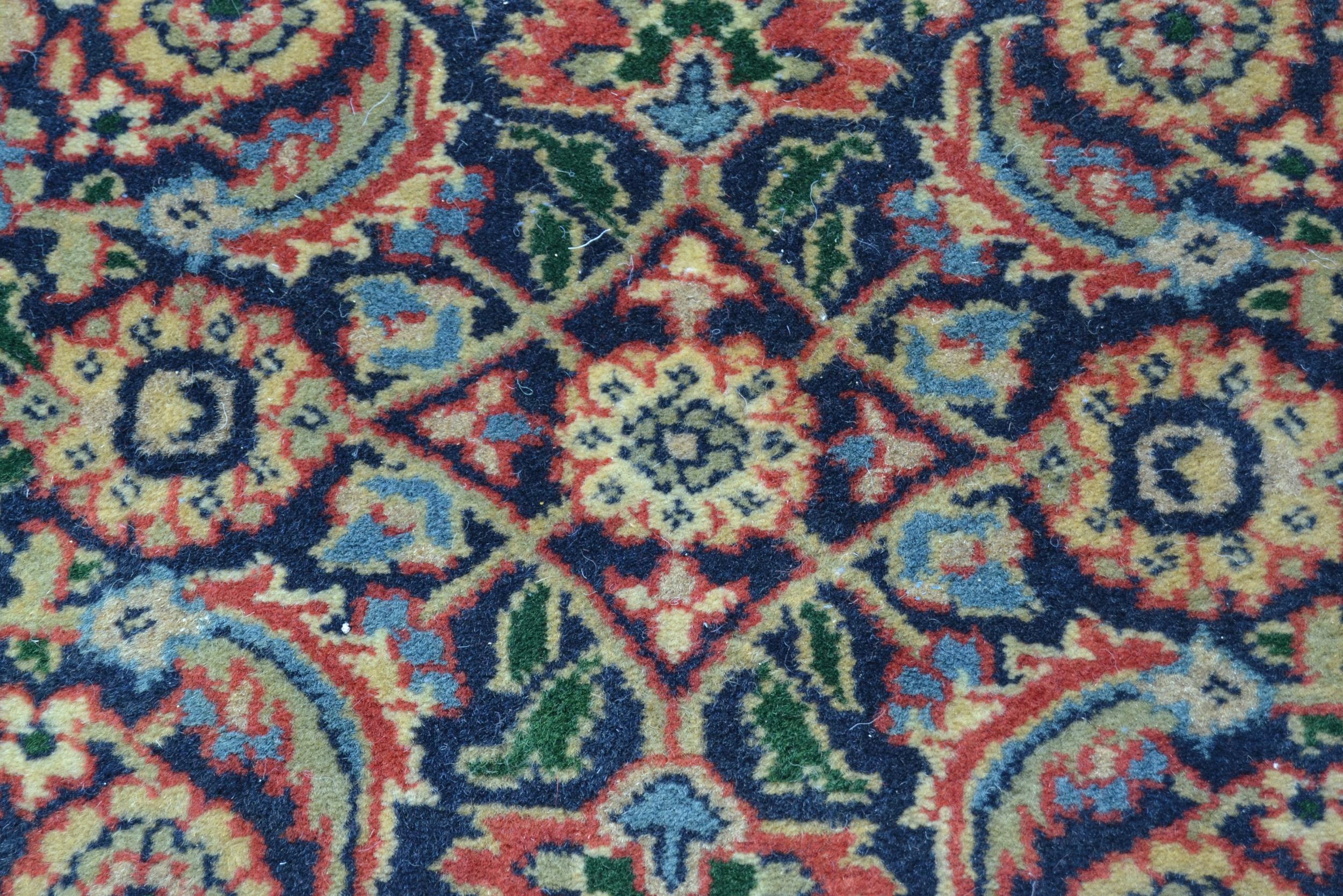 Indo Persian rug with an all-over Herati design on a midnight blue ground with brick red borders, - Image 4 of 5