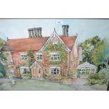 R. Jeanneret, watercolour, view of a Victorian country house (Romanoff Lodge, Tunbridge Wells),