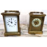 Two 20th Century gilt brass cased carriage clocks, one with white chapter ring and Arabic