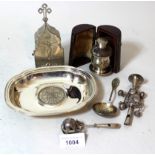 William IV silver and glass three piece communion set, in original fitted travelling case 1835,