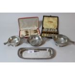 Rectangular silver plated on copper snuffer tray by Matthew Boulton, two sets of plated coffee