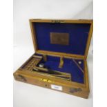 Late 19th / early 20th Century oak pistol case with fitted interior, 11ins wide