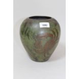 WMF bronze patinated vase decorated with crabs, bearing mark to base, 7.5ins high