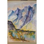 Alois Cochl, watercolour, the Trolltinden Alps, signed and dated 2004, 27.5ins x 19.5ins, unframed