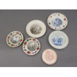 Group of six various 19th Century English nursery plates