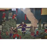 Tsukioka Yoshitoshi Japanese triptych woodblock print, ' The rebel insurrection in the Kagoshima
