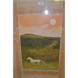 Michael Rothenstein, signed woodcut print, horse in a landscape, No. 125 of 150, 25.5ins x 20ins