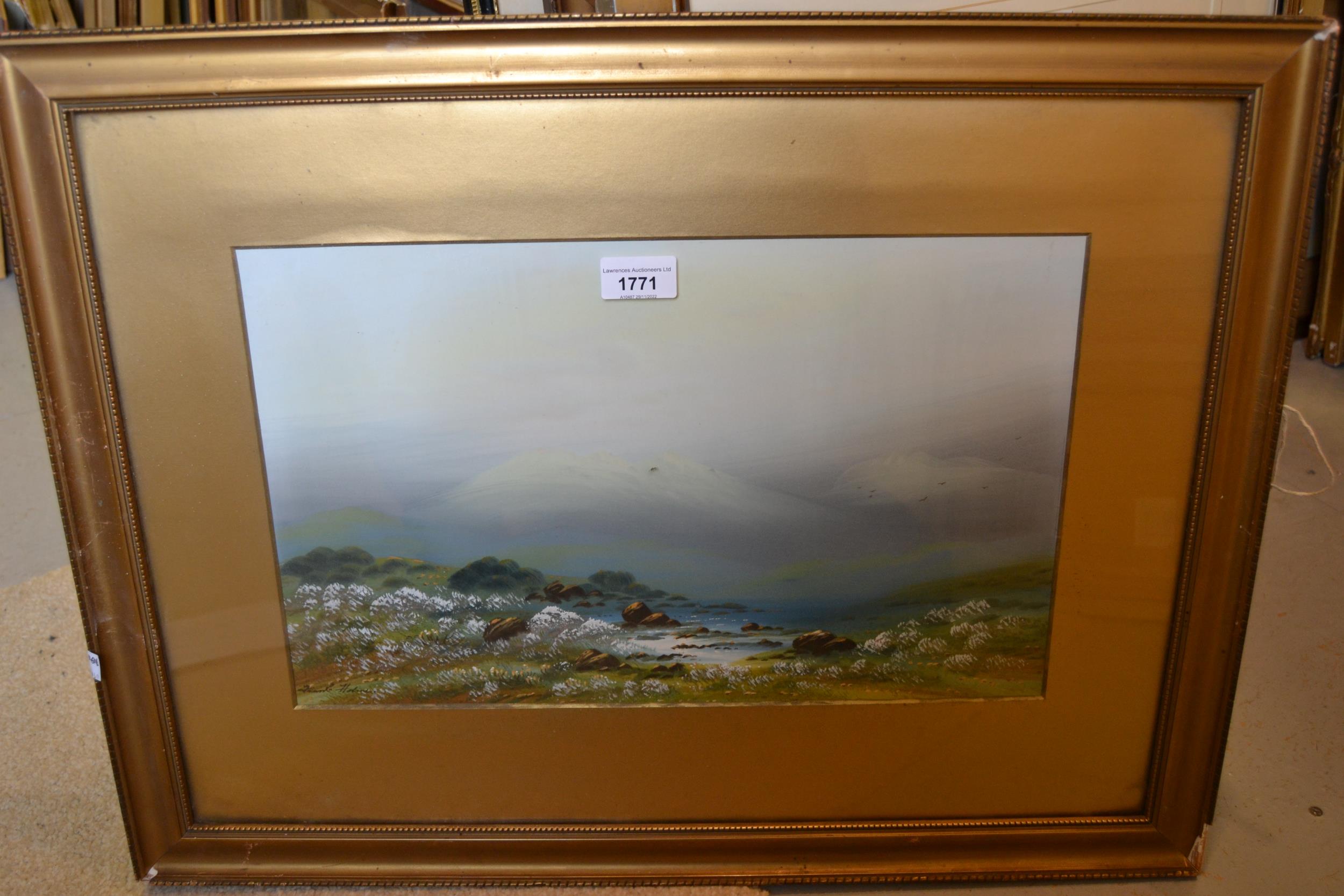 Frank Holme, pair of gouache moorland landscapes, 10ins x 17ins, gilt framed, together with five - Image 2 of 8