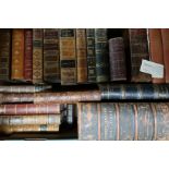 Box containing a quantity of miscellaneous antique and later leather bound books