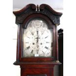 George III mahogany longcase clock, the silvered dial with Arabic and Roman numerals, signed John