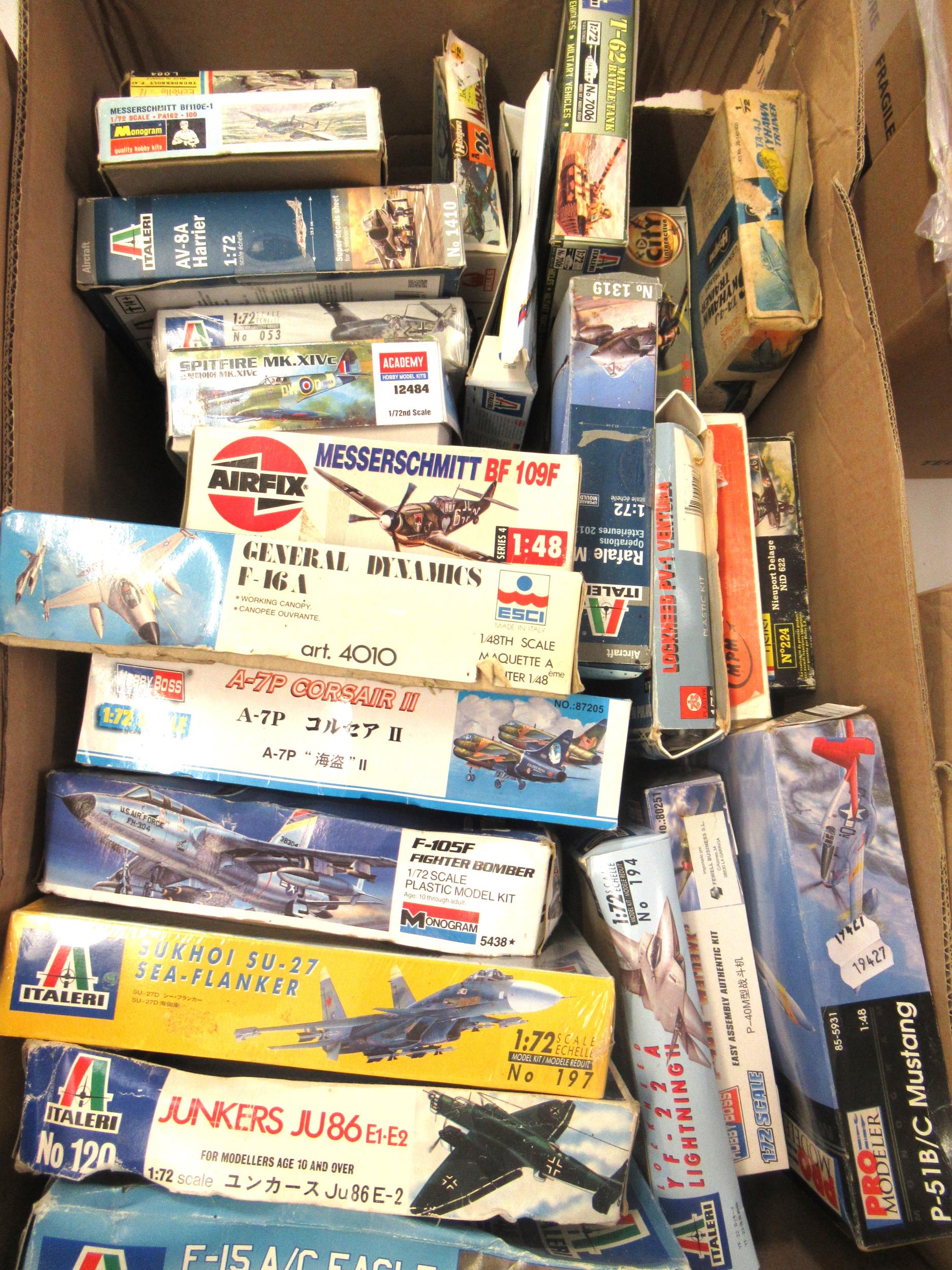 Twenty five unmade model aircraft kits including Heller, Esci etc