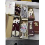 Seven various modern collector's dolls by Alberon and other, together with a small quantity of