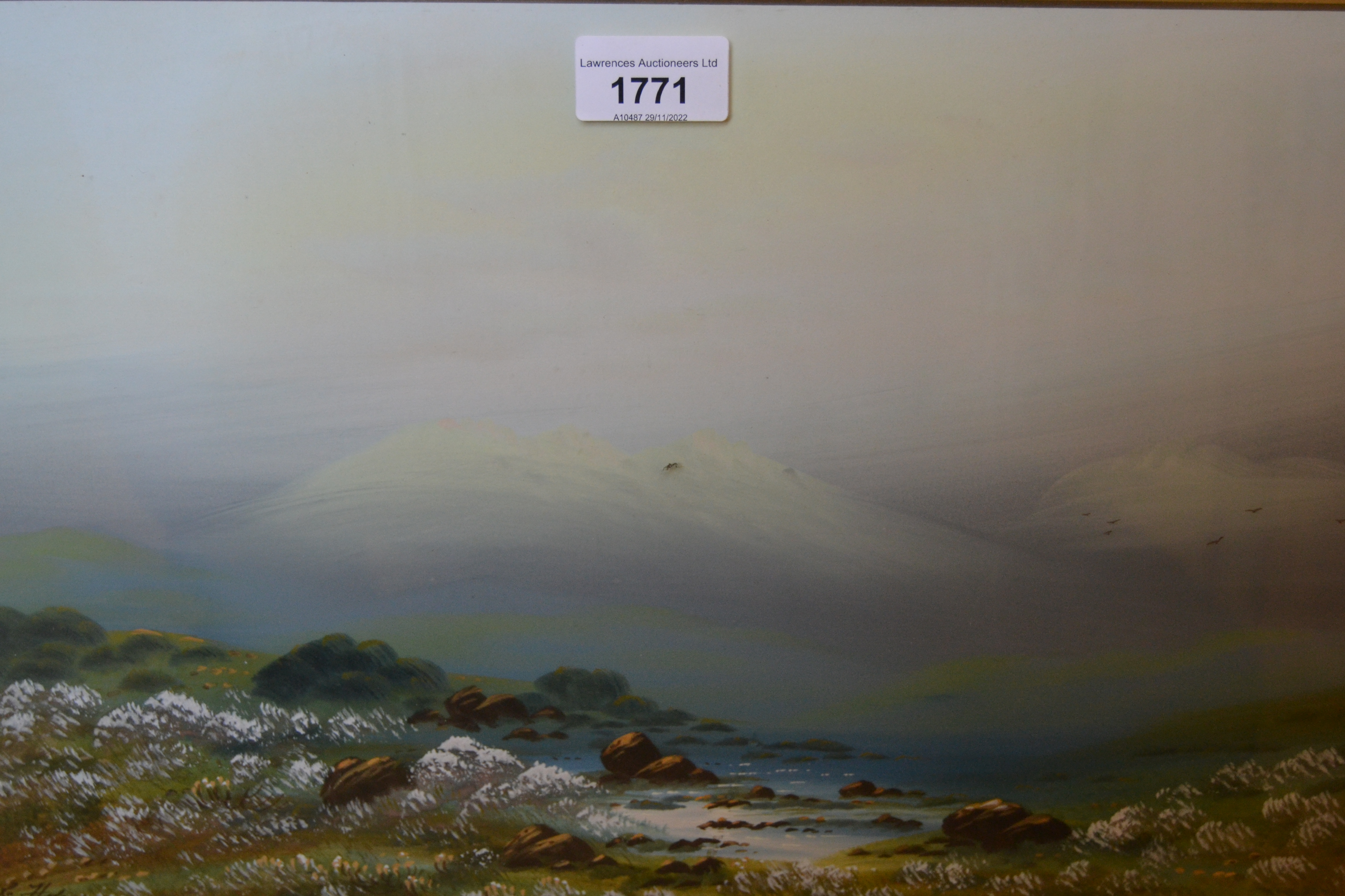 Frank Holme, pair of gouache moorland landscapes, 10ins x 17ins, gilt framed, together with five